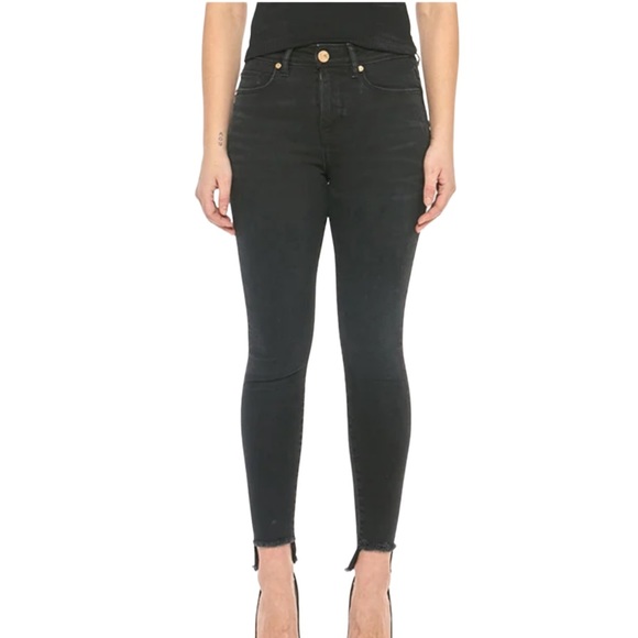 Lola Jeans Denim - Lola Jeans Alexa High Rise Skinny, Raw Hem Rugged Black 36”Waist